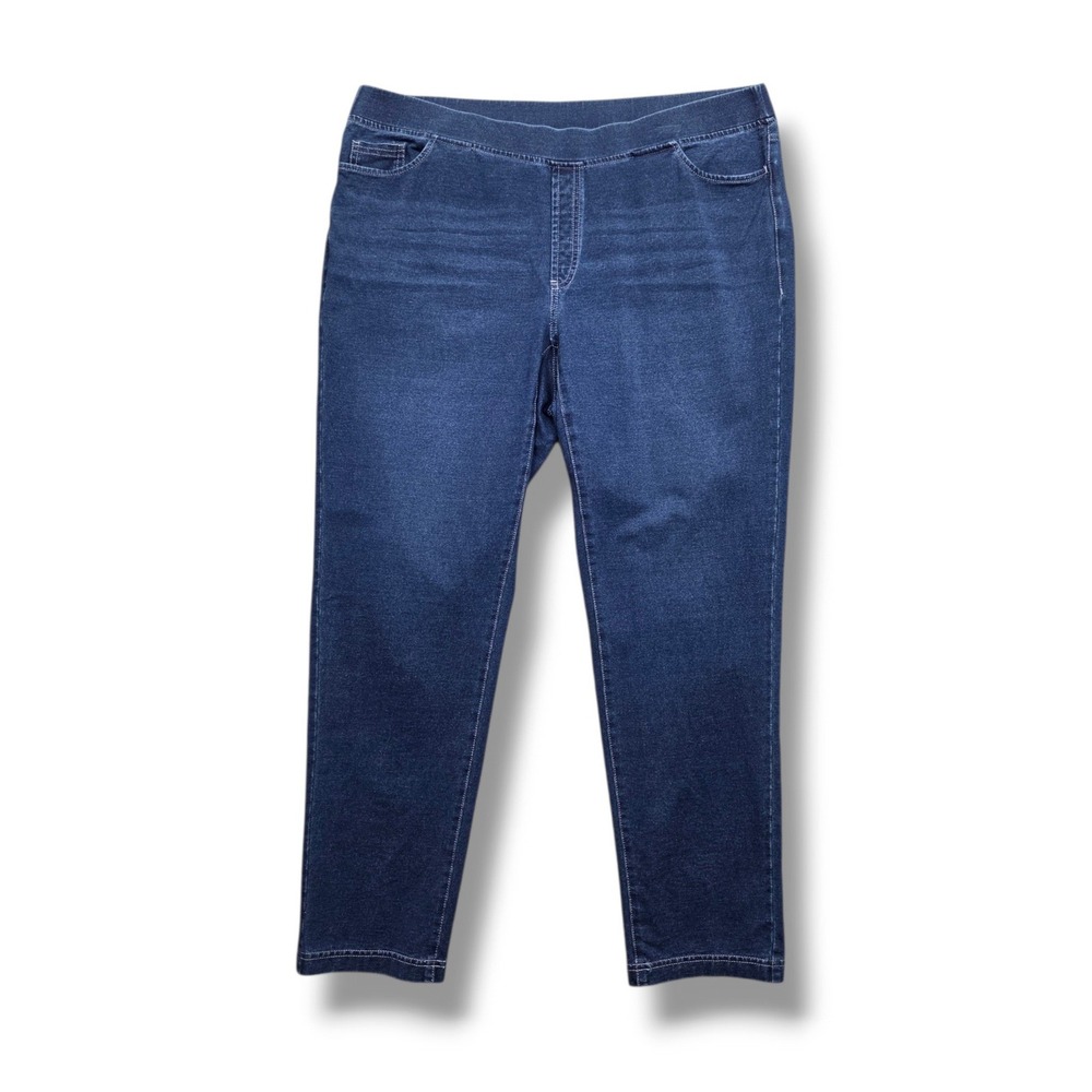 Pure Jill Indigo Denim Pants Womens XL Tapered Pockets Jeans Mid Rise Stretch